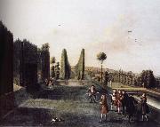 unknow artist Hartwell House topiary arcades and allee to the William iii Column oil on canvas